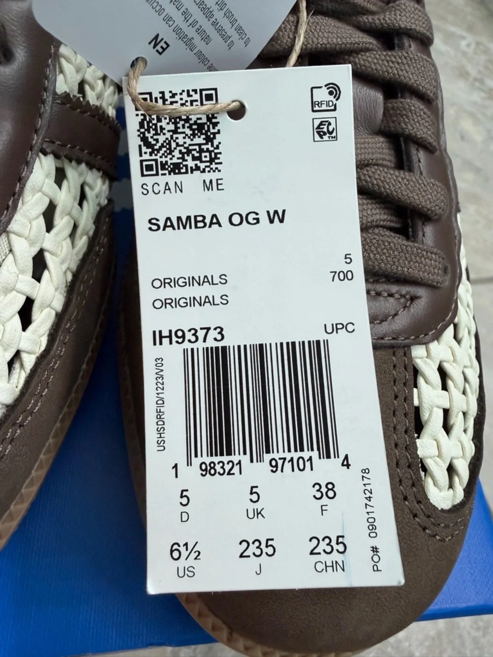 adidas Samba OG Basketweave Crochet Cream White Earth Strata Sneakers - Picture 8 of 14